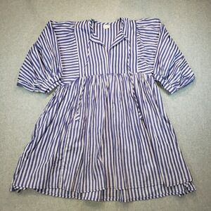 House of Sundar Tara Mini Dress Womens Sky‎ Lines Royal Blue Size S Cotton Boho